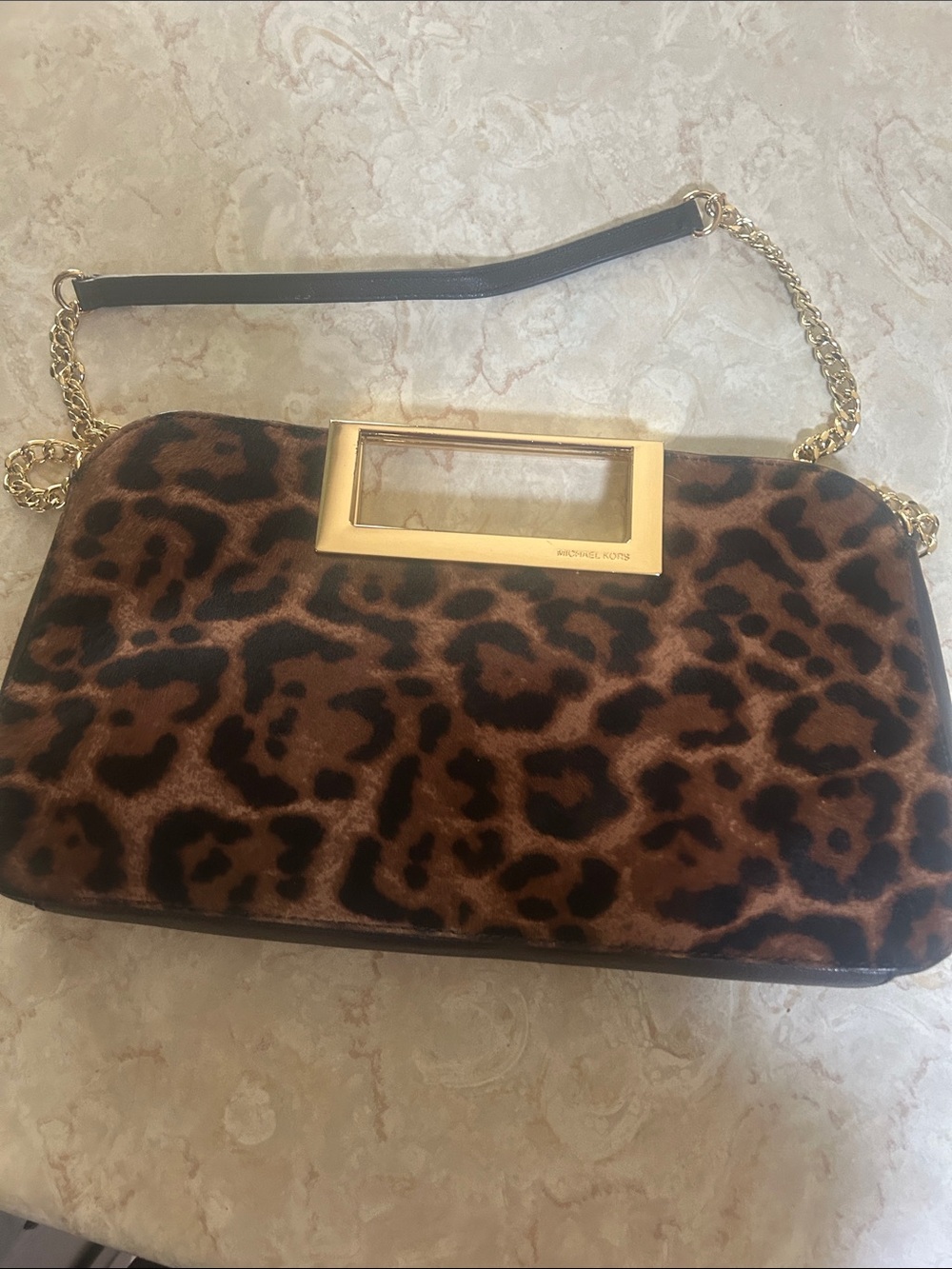 MICHAEL Michael Kors Leopard-Print Shoulder Bag with Gold Hardware